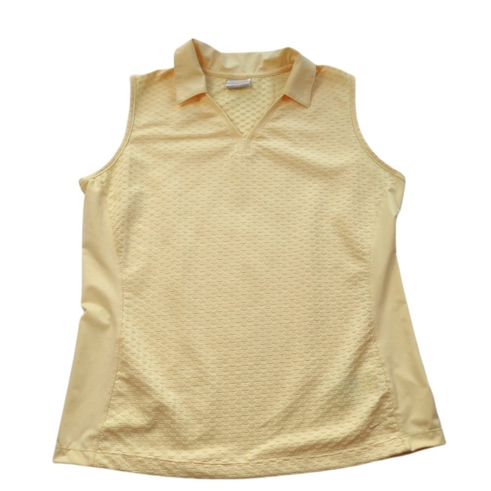 Nike Golf Yellow Sleeveless Polo Tank XL Textured Athletic Top